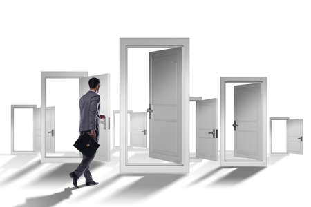 Businessman facing many business opportunitiesの写真素材