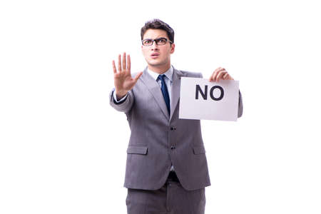 Businessman in negative no answer isolated on white backgroundの写真素材