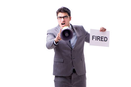 Businessman in dismissal concept isolated on white background