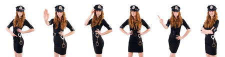 Redhead police officer isolated on whiteの写真素材