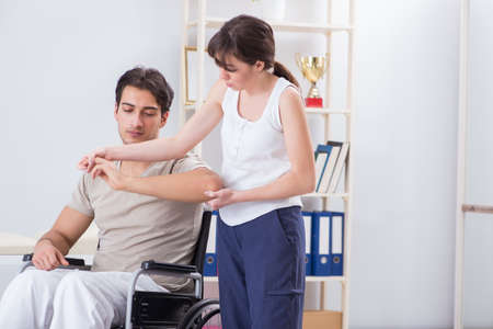 Patient recovering in hospital after injury traumaの写真素材