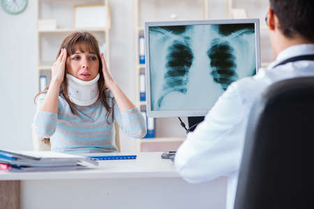 Young woman visiting radiologist for x-ray exam