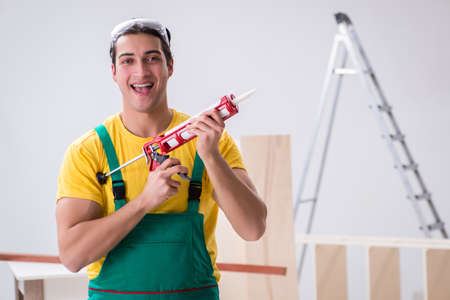 Construction worker working on contractor siteの写真素材