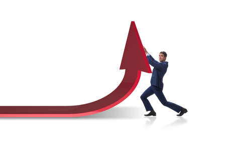 Businessman supporting growtn in economy on chart graphの写真素材