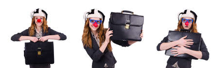 Funny woman clown isolated on the whiteの写真素材