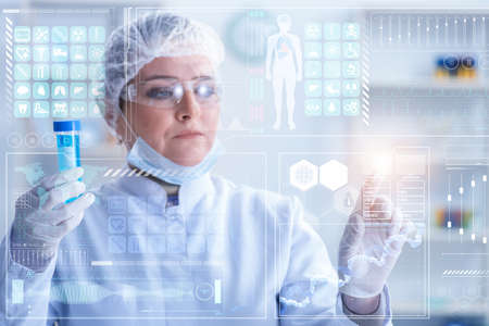 Woman doctor in telemedicine mhealth conceptの写真素材