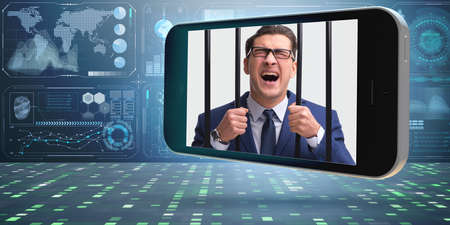 Mobile phone and social media addiction conceptの写真素材