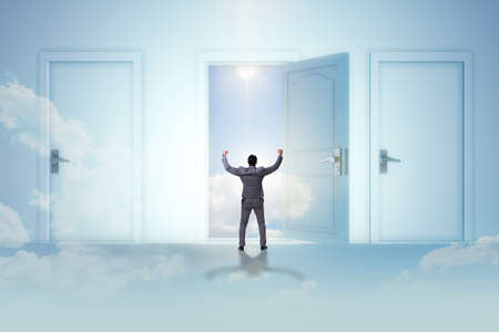 Businessman facing many business opportunitiesの写真素材