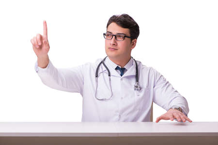 Young male doctor isolated on white backgroundの写真素材