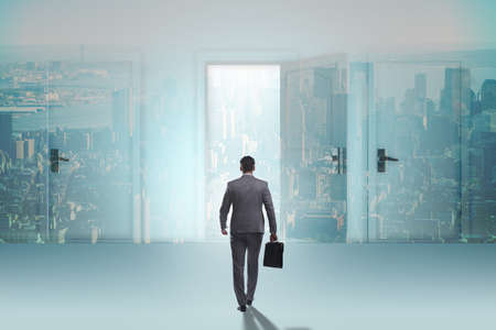 Businessman facing many business opportunities