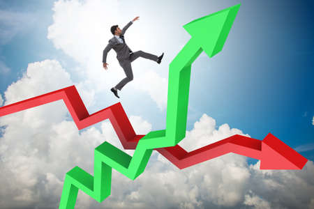 Business concept of both crisis and recoveryの写真素材