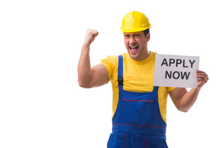 Repairman in recruitment concept isolated on white background