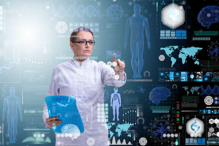 Woman doctor in telemedicine mhealth conceptの写真素材