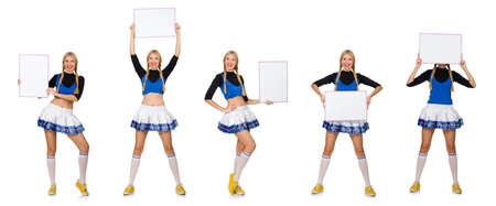 Woman cheerleader isolated on the whiteの写真素材