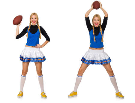 Woman cheerleader isolated on the white