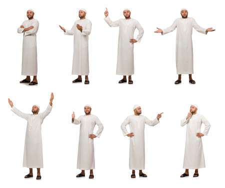 Concept with arab man isolated on whiteの写真素材
