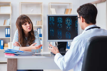 Young woman visiting radiologist for x-ray exam