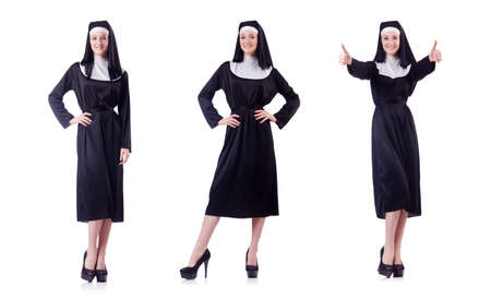 Nun isolated on the white backgroundの写真素材