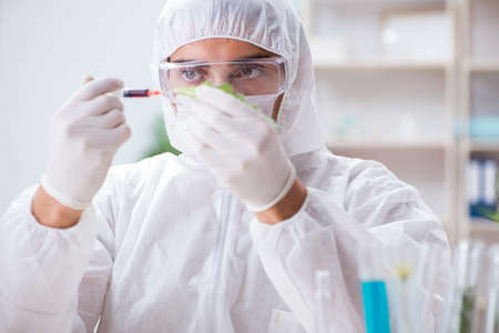 Biotechnology scientist chemist working in labの写真素材
