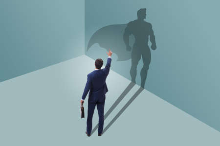 Businessman with aspiration of becoming superheroの写真素材