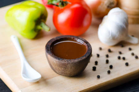Ingredients ready for italian pasta sauceの写真素材