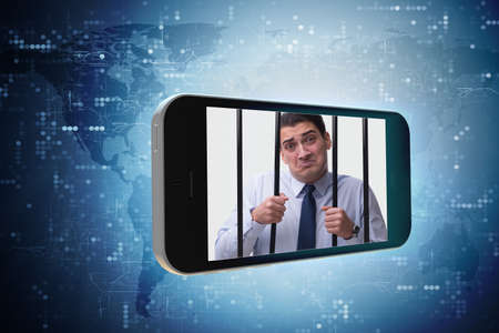 Mobile phone and social media addiction conceptの写真素材