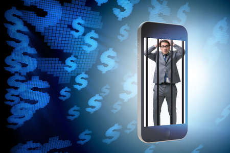 Mobile phone and social media addiction conceptの写真素材