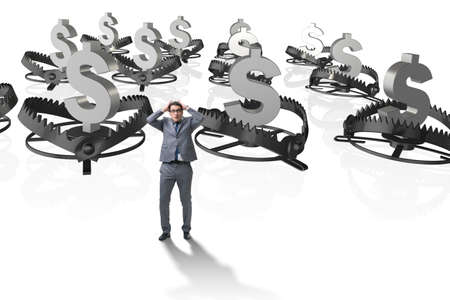 Businessman being trapped by dollarの写真素材