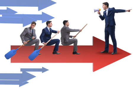 Businessman on line chart in business concept