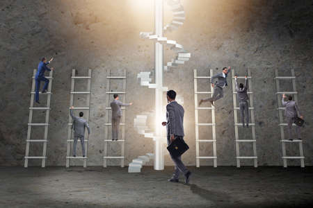 Competition concept with businessman beating competitorsの写真素材