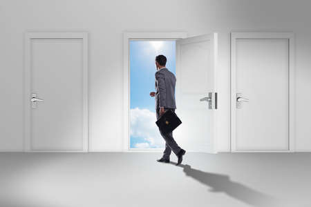 Businessman facing many business opportunitiesの写真素材