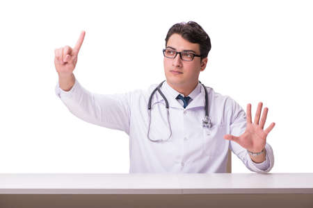 Young male doctor isolated on white backgroundの写真素材