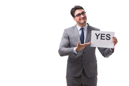 Businessman in positive yes answer isolated on white backgroundの写真素材