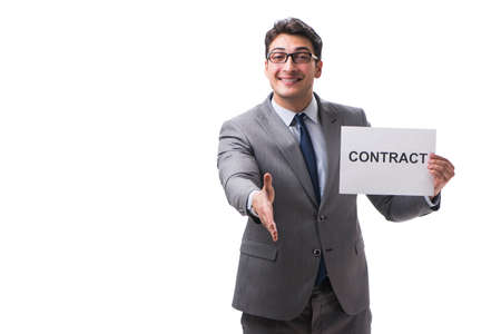 Businessman in employment contract concept isolated on white bacの写真素材