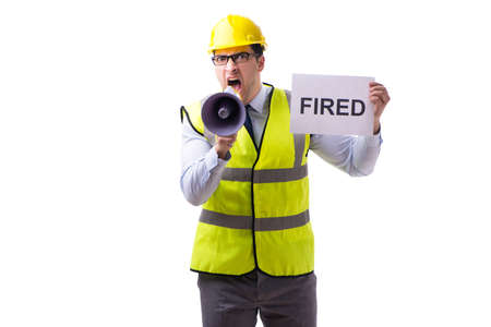 Construction supervisor in dismissal concept isolated on white bの写真素材