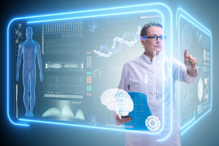 Woman doctor in telemedicine mhealth conceptの写真素材