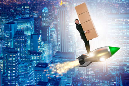 Businessman in fast delivery serviceの写真素材