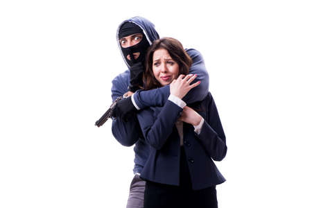 Businesswoman is kidnapped by the gunman