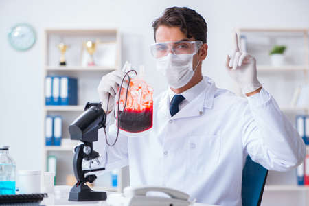 Doctor working with blood samples in hospital clinic labの写真素材