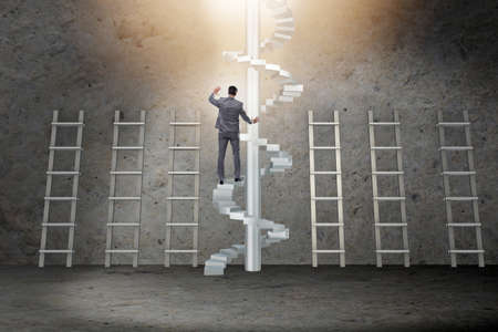 Career progression concept with ladders and staircaseの写真素材