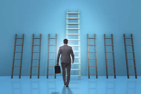 Career progression concept with various laddersの写真素材