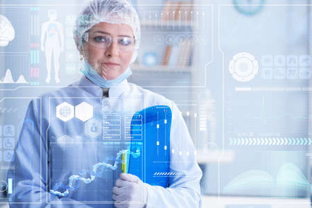 Woman doctor in telemedicine mhealth conceptの写真素材