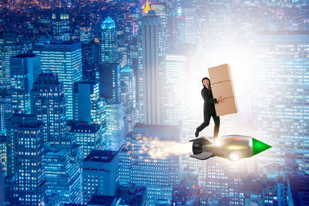 Businessman in fast delivery serviceの写真素材