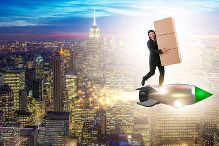 Businessman in fast delivery serviceの写真素材