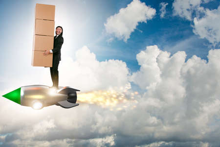 Businessman in fast delivery serviceの写真素材