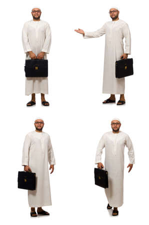 Concept with arab man isolated on whiteの写真素材