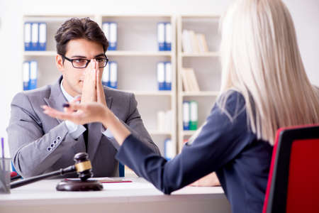 Lawyer discussing legal case with clientの写真素材