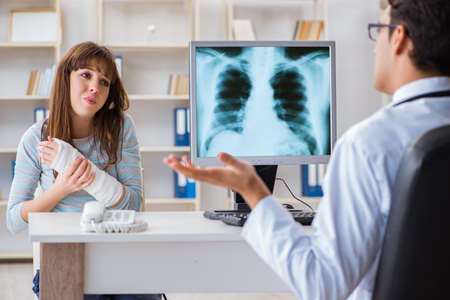 Young woman visiting radiologist for x-ray exam