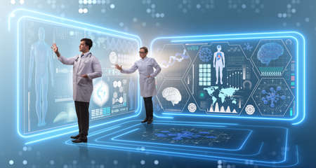 Team of doctor in remote diagnostics examination conceptの写真素材