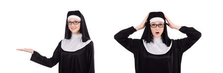 Young nun isolated on the white backgroundの写真素材